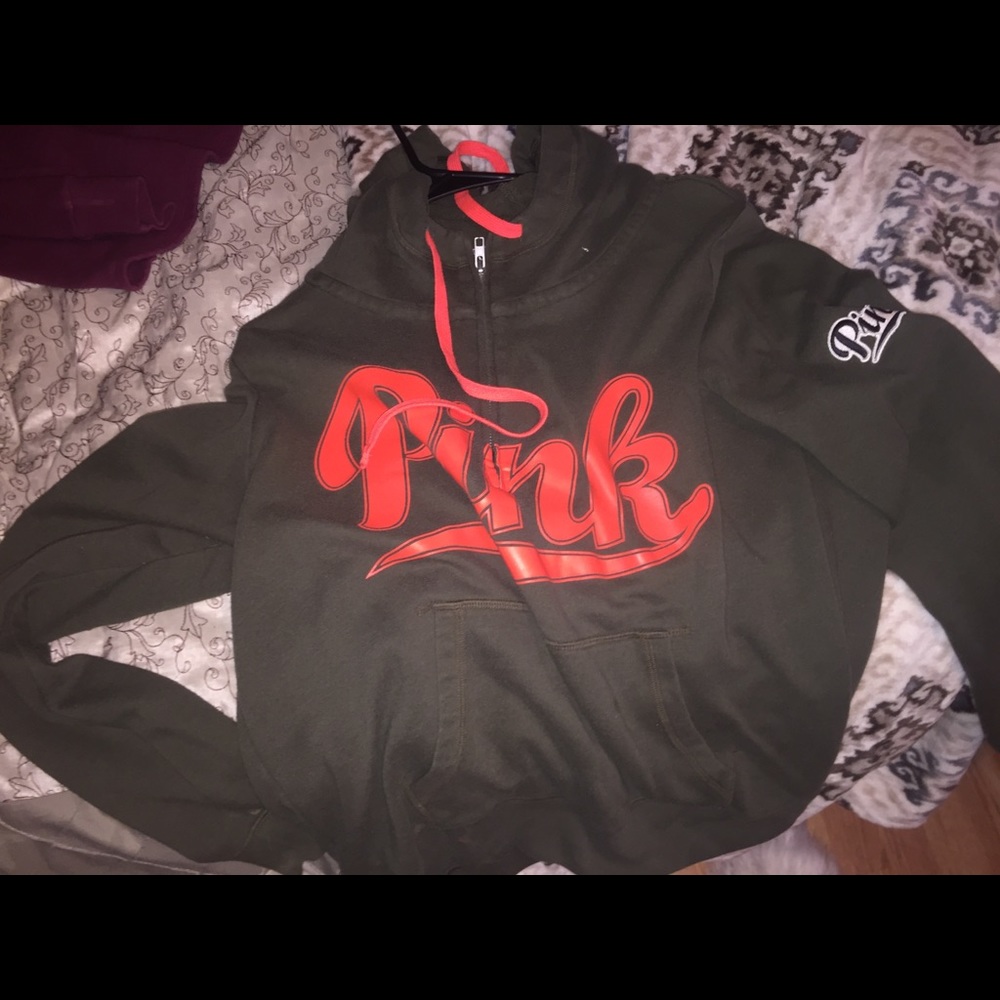 Olive green and orange pink hoodie